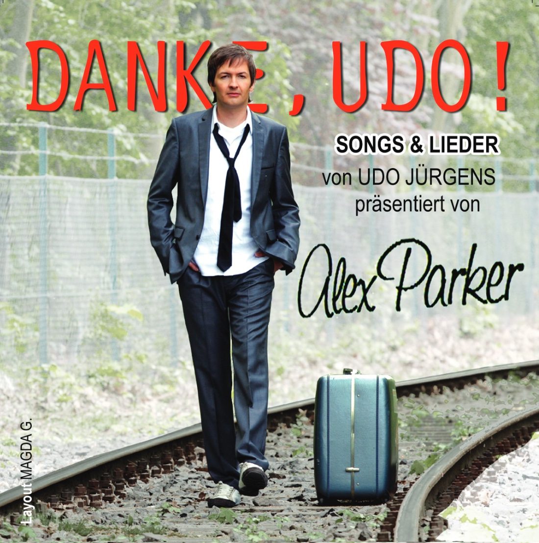 Plakat: Danke Udo — Songs und Lieder, Motiv Bahngleis